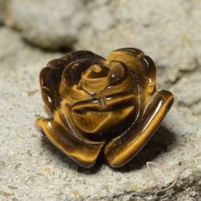 11.12 ct Brown Tiger's Eye Stone, Natural Tiger's Eye in Carved Rose with Half Drilled Hole Shape for Sale