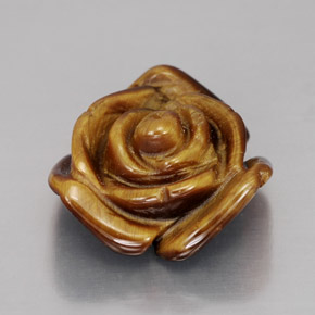 10.60 ct Brown Tiger's Eye Stone, Natural Tiger's Eye in Carved Rose with Half Drilled Hole Shape for Sale