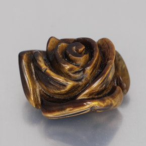11.76 ct Brown Tiger's Eye Stone, Natural Tiger's Eye in Carved Rose with Half Drilled Hole Shape for Sale