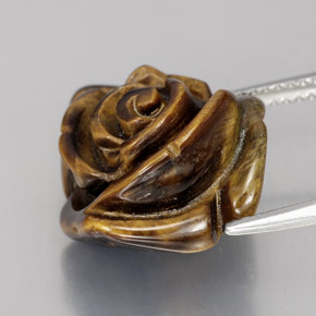 Tiger's Eye Gemstone in 15.4 x 15.4 mm Size for Sale, Tiger's Eye Stone in Gold Brown Color