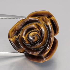 11.69 ct Brown Tiger's Eye Gemstone, Tiger's Eye Gem in Carved Rose with Half Drilled Hole Shape for Sale.