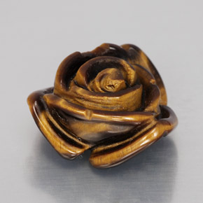 11.69 ct Brown Tiger's Eye Stone, Natural Tiger's Eye in Carved Rose with Half Drilled Hole Shape for Sale
