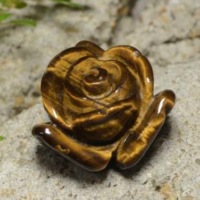 12.02 ct Brown Tiger's Eye Stone, Natural Tiger's Eye in Carved Rose with Half Drilled Hole Shape for Sale