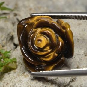 13.3ct Carved Rose with Half Drilled Hole Gold Brown Tiger's Eye Gem for sale 13.3ct Carved Rose with Half Drilled Hole Gold Brown Tiger's Eye Gem (ID: 323546)
