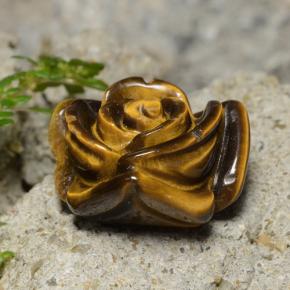 13.26 ct Brown Tiger's Eye Stone, Natural Tiger's Eye in Carved Rose with Half Drilled Hole Shape for Sale