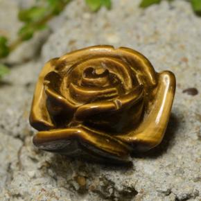 13.31 ct Brown Tiger's Eye Stone, Natural Tiger's Eye in Carved Rose with Half Drilled Hole Shape for Sale