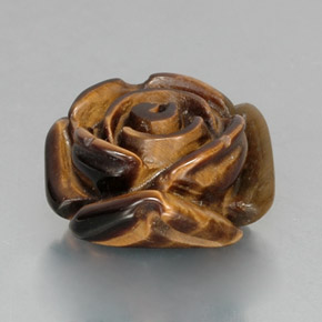 11.08 ct Brown Tiger's Eye Stone, Natural Tiger's Eye in Carved Rose with Half Drilled Hole Shape for Sale