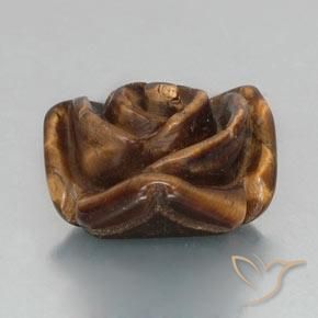 12.89 ct Brown Tiger's Eye Stone, Natural Tiger's Eye in Carved Rose with Half Drilled Hole Shape for Sale