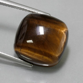 13.79 ct Brown Tiger's Eye Gemstone, Tiger's Eye Gem in Cushion Cabochon Shape for Sale.