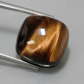 13.70 ct Brown Tiger's Eye Gemstone, Tiger's Eye Gem in Cushion Cabochon Shape for Sale.