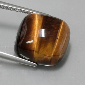 13.67 ct Brown Tiger's Eye Gemstone, Tiger's Eye Gem in Cushion Cabochon Shape for Sale.