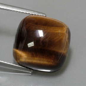 13.05 ct Brown Tiger's Eye Gemstone, Tiger's Eye Gem in Cushion Cabochon Shape for Sale.