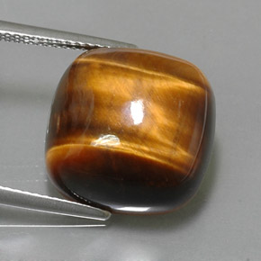 13.02 ct Brown Tiger's Eye Gemstone, Tiger's Eye Gem in Cushion Cabochon Shape for Sale.