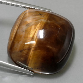 27.19 ct Brown Tiger's Eye Gemstone, Tiger's Eye Gem in Cushion Cabochon Shape for Sale.