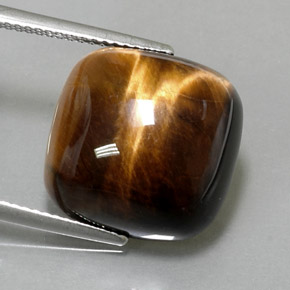 13.38 ct Brown Tiger's Eye Gemstone, Tiger's Eye Gem in Cushion Cabochon Shape for Sale.