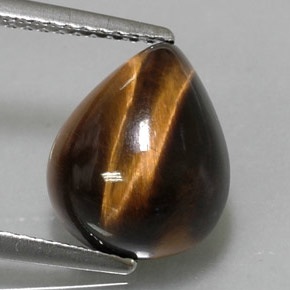 4.27 ct Brown Tiger's Eye Gemstone, Tiger's Eye Gem in Pear Cabochon Shape for Sale.