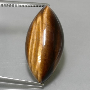 12.55 ct Brown Tiger's Eye Gemstone, Tiger's Eye Gem in Marquise Cabochon Shape for Sale.