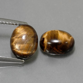 3.94 ct Brown Tiger's Eye Gemstone, Tiger's Eye Gem in Oval Cabochon Shape for Sale.