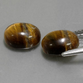 Tiger's Eye Gemstone in 9 x 7 mm (calibrated) Size for Sale, Tiger's Eye Stone in Gold Brown Color
