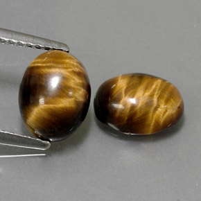 3.15 ct Brown Tiger's Eye Gemstone, Tiger's Eye Gem in Oval Cabochon Shape for Sale.