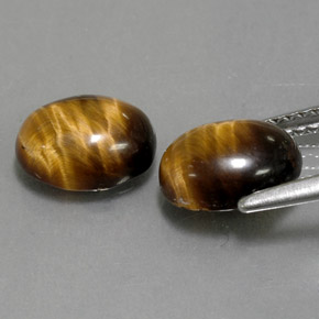 Tiger's Eye Gemstone in 9 x 7 mm (calibrated) Size for Sale, Tiger's Eye Stone in Gold Brown Color
