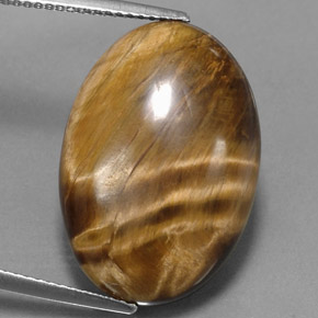 17.34 ct Brown Tiger's Eye Gemstone, Tiger's Eye Gem in Oval Cabochon Shape for Sale.