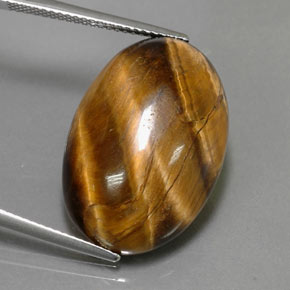 23.72 ct Brown Tiger's Eye Gemstone, Tiger's Eye Gem in Oval Cabochon Shape for Sale.