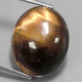 15.02 ct Brown Tiger's Eye Gemstone, Tiger's Eye Gem in Oval Cabochon Shape for Sale.