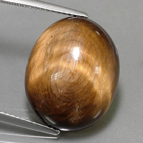 14.06 ct Yellow Tiger's Eye Gemstone, Tiger's Eye Gem in Oval Cabochon Shape for Sale.