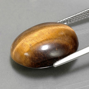 Tiger's Eye Gemstone in 17.9 x 15.3 mm Size for Sale, Tiger's Eye Stone in Gold Brown Color
