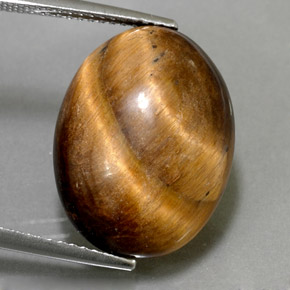 12.39 ct Brown Tiger's Eye Gemstone, Tiger's Eye Gem in Oval Cabochon Shape for Sale.