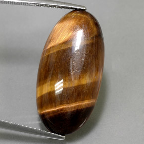 13.84 ct Brown Tiger's Eye Gemstone, Tiger's Eye Gem in Oval Cabochon Shape for Sale.