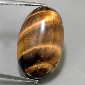 26.13 ct Brown Tiger's Eye Gemstone, Tiger's Eye Gem in Oval Cabochon Shape for Sale.