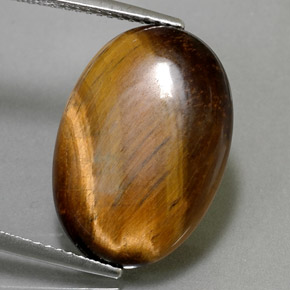 10.40 ct Brown Tiger's Eye Gemstone, Tiger's Eye Gem in Oval Cabochon Shape for Sale.