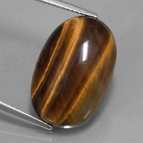 14.42 ct Brown Tiger's Eye Gemstone, Tiger's Eye Gem in Oval Cabochon Shape for Sale.