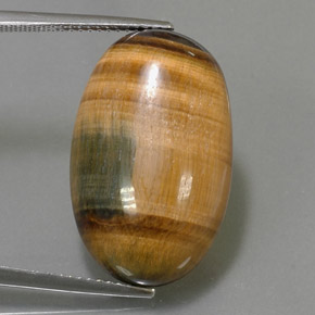 19.16 ct Brown Tiger's Eye Gemstone, Tiger's Eye Gem in Oval Cabochon Shape for Sale.