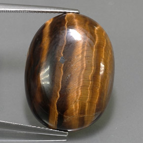 25.04 ct Brown Tiger's Eye Gemstone, Tiger's Eye Gem in Oval Cabochon Shape for Sale.