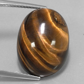 15.36 ct Brown Tiger's Eye Gemstone, Tiger's Eye Gem in Oval Cabochon Shape for Sale.