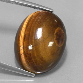 12.49 ct Brown Tiger's Eye Gemstone, Tiger's Eye Gem in Oval Cabochon Shape for Sale.