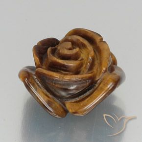 12.31 ct Pink Tiger's Eye Stone, Natural Tiger's Eye in Carved Rose with Half Drilled Hole Shape for Sale