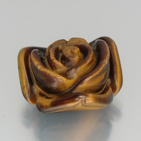 11.96 ct Black Tiger's Eye Stone, Natural Tiger's Eye in Carved Rose with Half Drilled Hole Shape for Sale