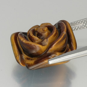 Tiger's Eye Gemstone in 15.1 x 14.3 mm Size for Sale, Tiger's Eye Stone in Black Color
