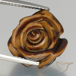 Medium Brown Tiger's Eye Gem - 10.1ct Carved Rose with Half Drilled Hole (ID: 328600)