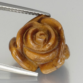 Medium Brown Tiger's Eye Gem - 9.9ct Carved Rose with Half Drilled Hole (ID: 328601)