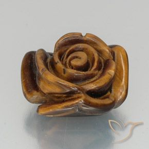12.17 ct Brown Tiger's Eye Stone, Natural Tiger's Eye in Carved Rose with Half Drilled Hole Shape for Sale