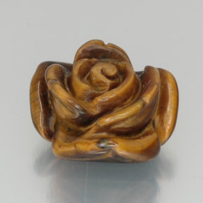 12.16 ct Brown Tiger's Eye Stone, Natural Tiger's Eye in Carved Rose with Half Drilled Hole Shape for Sale