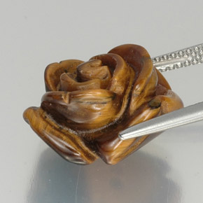 Tiger's Eye Gemstone in 16 x 14.5 mm Size for Sale, Tiger's Eye Stone in Gingerbread Brown Color
