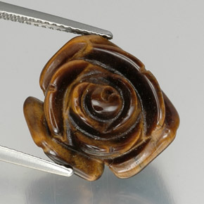 Brown Tiger's Eye Gem - 12.2ct Carved Rose with Half Drilled Hole (ID: 328605)