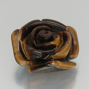 12.19 ct Brown Tiger's Eye Stone, Natural Tiger's Eye in Carved Rose with Half Drilled Hole Shape for Sale