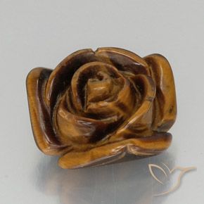 11.36 ct Brown Tiger's Eye Stone, Natural Tiger's Eye in Carved Rose with Half Drilled Hole Shape for Sale